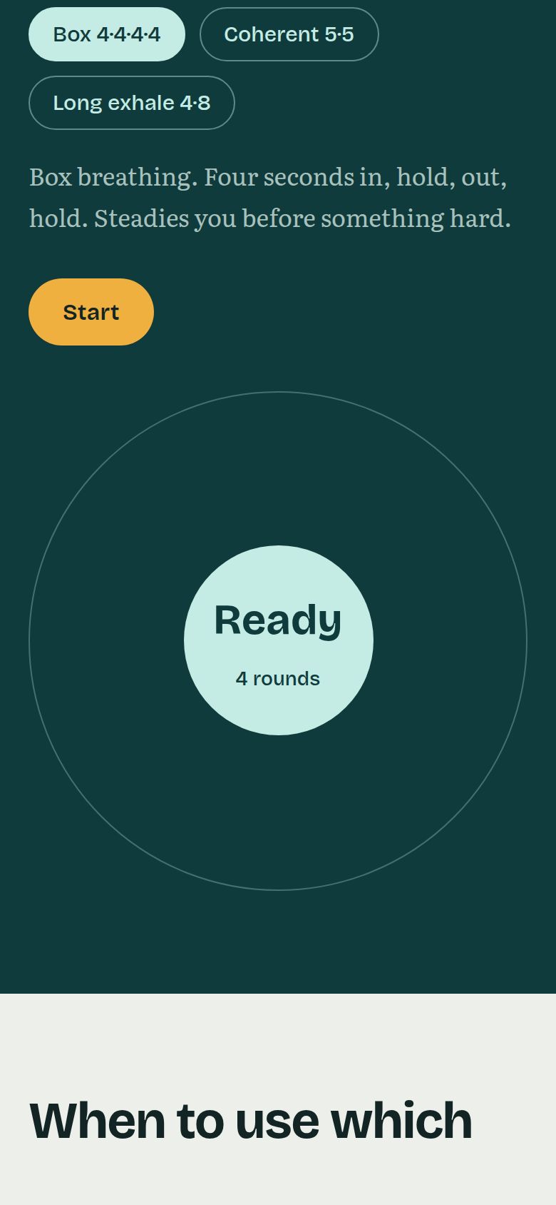 The breathwork timer on a phone.